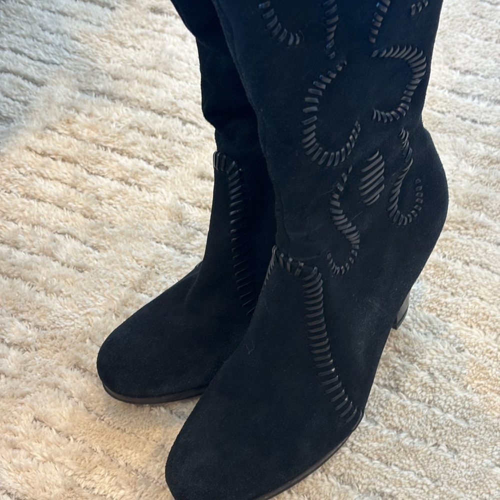 Dolce & Gabbana Suede Embroidered Butterfly Leather Fur Lined Boots 40 025 - Picture 9 of 10